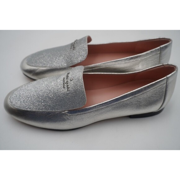 Kate Spade New York City Light Silver Glitter Metallic Loafer Sparkle Chic Sz7.5 - Picture 4 of 13